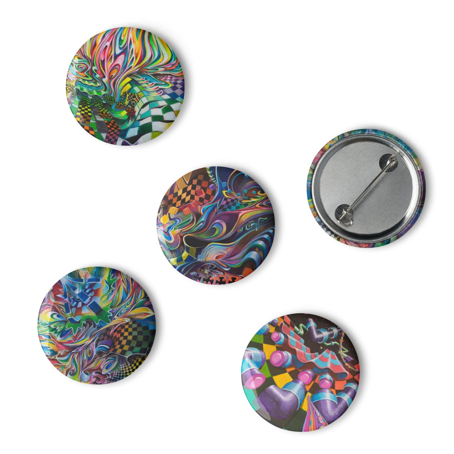 Set of 5 pin buttons: Checkers Series