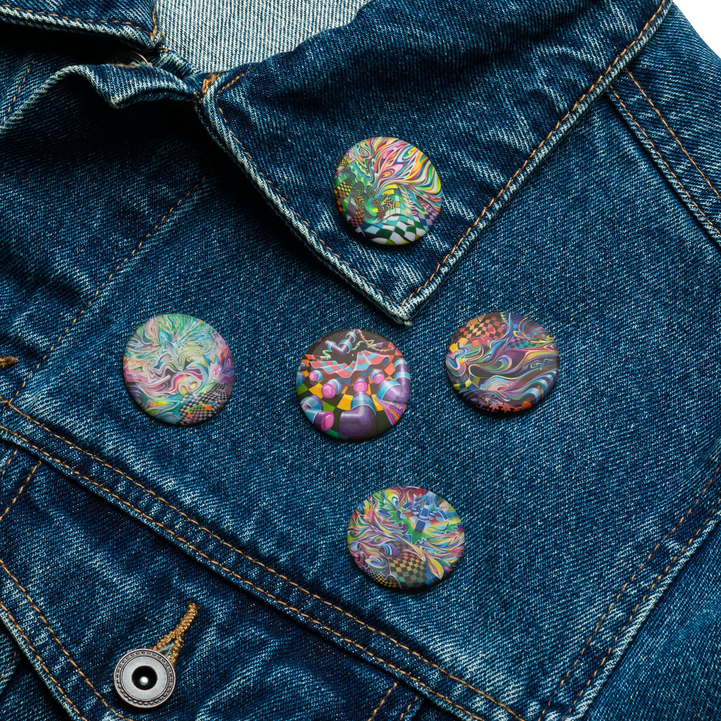 Set of 5 pin buttons: Checkers Series
